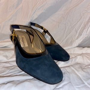 Italian Designer blue kitten heels